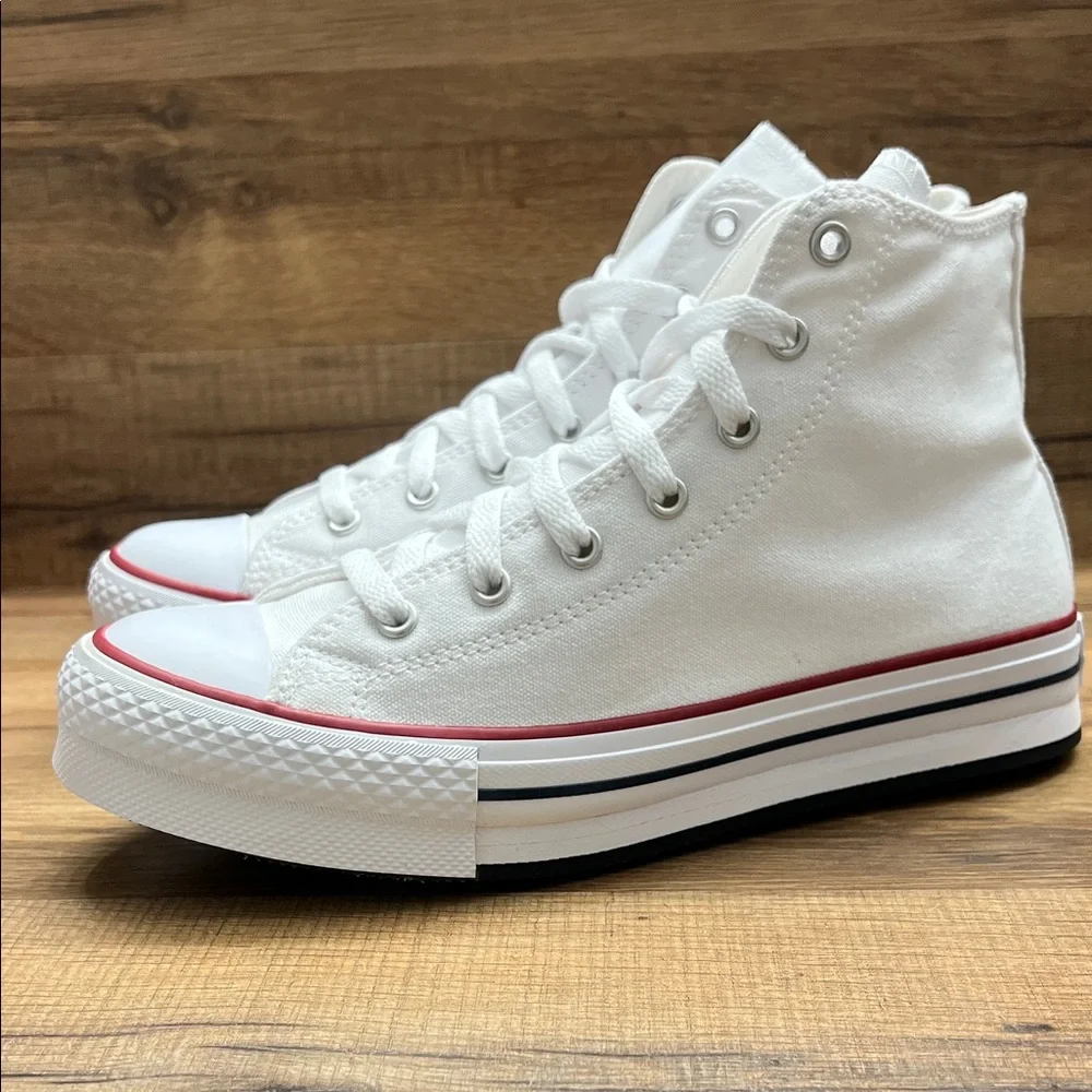 Converse All Star White Canvas High-Tops platform